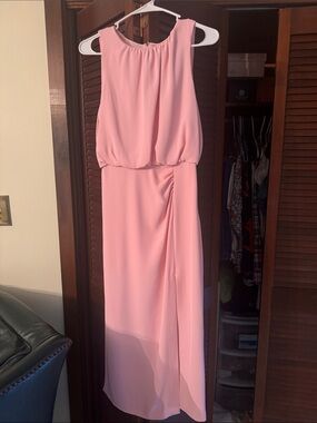 Zara NWT XS Sleeveless Pink Chiffon Maxi Dress